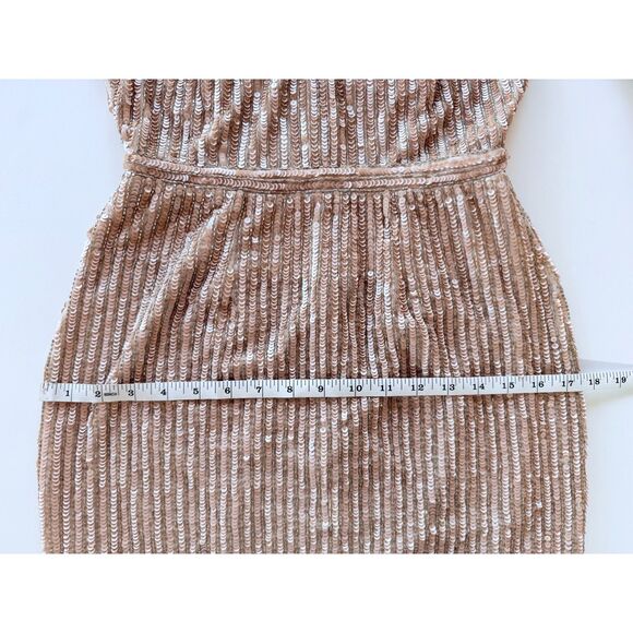 NWT Mac Duggal Women's Long Sleeved Sequined Mini Dress in Nude Size 0 - Picture 15 of 16